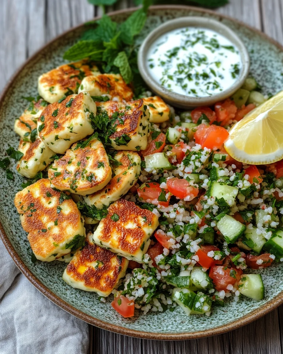 Würziger Halloumi mit Tabbouleh und Minzjoghurt 17 Würziger